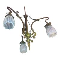 An Art Nouveau Chandelier Retaining the Original Vaseline Shades - Thumbnail 10