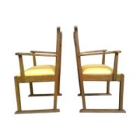 Pair of Oak Armchairs In the style of Liberty & Co. with heart cut-outs backs - Thumbnail 4