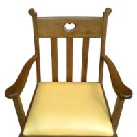 Pair of Oak Armchairs In the style of Liberty & Co. with heart cut-outs backs - Thumbnail 6