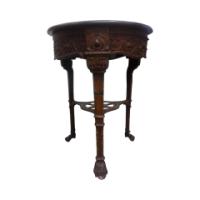 Arts & Crafts/Art Nouveau Cast Iron Circular Side Table with a Solid Walnut Top - Thumbnail 3