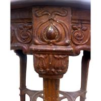 Arts & Crafts/Art Nouveau Cast Iron Circular Side Table with a Solid Walnut Top - Thumbnail 6