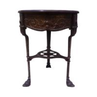 Arts & Crafts/Art Nouveau Cast Iron Circular Side Table with a Solid Walnut Top - Thumbnail 2