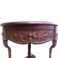 Arts & Crafts/Art Nouveau Cast Iron Circular Side Table with a Solid Walnut Top - Thumbnail 4