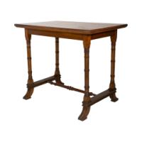 Aesthetic Movement Oak Oblong Side Table with Ring Turned Legs, & Splayed Feet - Thumbnail 3