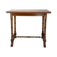 Aesthetic Movement Oak Oblong Side Table with Ring Turned Legs, & Splayed Feet - Thumbnail 2