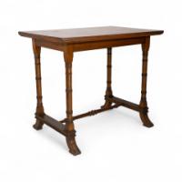 Aesthetic Movement Oak Oblong Side Table with Ring Turned Legs, & Splayed Feet - Thumbnail 1