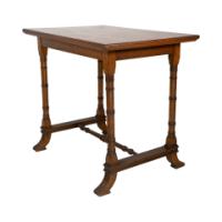 Aesthetic Movement Oak Oblong Side Table with Ring Turned Legs, & Splayed Feet - Thumbnail 7