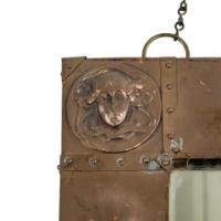 An Art Nouveau Heavy Gage Copper Wall Mirror with Art Nouveau Female Faces to Each Corner - Thumbnail 9