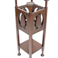 Shapland & Petter, Arts & Crafts Mahogany Plant Stand with Pierced Panels - Thumbnail 5