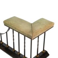 An Arts & Crafts club fender made of brass and cast iron, featuring green leather seats - Thumbnail 6