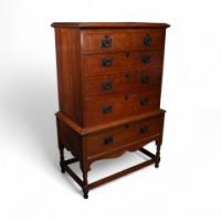Ambrose Heal Rare Mansfield Oak Chest of Drawers with Iron Heart Escutcheons