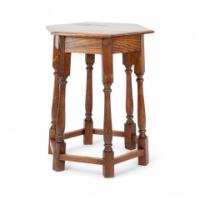 Liberty & Co. Arts & Crafts Oak side table with a hexagonal top - Thumbnail 2