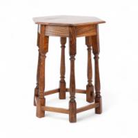Liberty and Co. An Arts and Crafts oak side table with a hexagonal top - Thumbnail 3