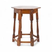 Liberty & Co. Arts & Crafts Oak side table with a hexagonal top - Thumbnail 4