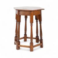 Liberty & Co. Arts & Crafts Oak side table with a hexagonal top - Thumbnail 6