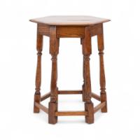 Liberty & Co. Arts & Crafts Oak side table with a hexagonal top - Thumbnail 7