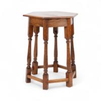 Liberty & Co. Arts & Crafts Oak side table with a hexagonal top - Thumbnail 8