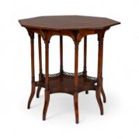 Stephen Webb, made by Collinson & Lock. Aesthetic Movement octagonal centre table with floral inlay - Thumbnail 3