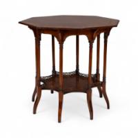 Stephen Webb, made by Collinson & Lock. Aesthetic Movement octagonal centre table with floral inlay - Thumbnail 1