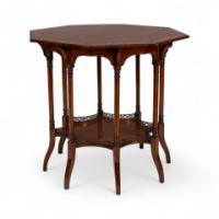 Stephen Webb, made by Collinson & Lock. Aesthetic Movement octagonal centre table with floral inlay - Thumbnail 5