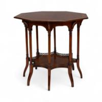 Stephen Webb, made by Collinson & Lock. Aesthetic Movement octagonal centre table with floral inlay - Thumbnail 6