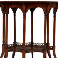 Stephen Webb, made by Collinson and Lock. An Aesthetic Movement octagonal centre table with floral inlay - Thumbnail 18