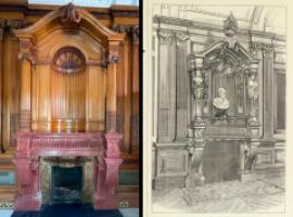 A highly Important museum-quality fireplace and matching panelled room exhibited at the Paris Universal Exhibition in 1878. Winning a Gold Medal. Made by George Trollope and Sons - Thumbnail 9