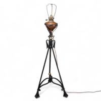 W. A. S. Benson, Rare Arts & Crafts Iron Telescopic Standard or Floor Lamp