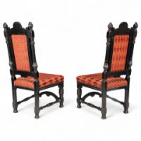 Lamb of Manchester. Rare pair of exhibition-quality Aesthetic Movement Ebonised Oak side chairs - Thumbnail 4