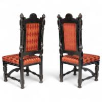 Lamb of Manchester. Rare pair of exhibition-quality Aesthetic Movement Ebonised Oak side chairs - Thumbnail 5