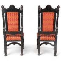Lamb of Manchester. Rare pair of exhibition-quality Aesthetic Movement Ebonised Oak side chairs - Thumbnail 6