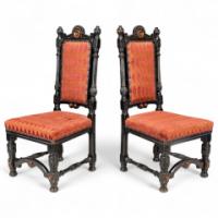Lamb of Manchester. Rare pair of exhibition-quality Aesthetic Movement Ebonised Oak side chairs - Thumbnail 8
