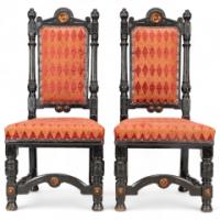 Lamb of Manchester. Rare pair of exhibition-quality Aesthetic Movement Ebonised Oak side chairs - Thumbnail 9