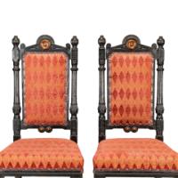 Lamb of Manchester. Rare pair of exhibition-quality Aesthetic Movement Ebonised Oak side chairs - Thumbnail 10