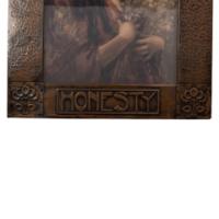 Arts and Crafts Hammered Copper Frame with Pre-Raphaelite Print of Maiden Signed F. Van Hilda - Thumbnail 9