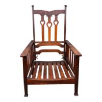 Liberty & Co. Attributed, Arts & Crafts Reclining Armchair with Carved Floral Details - Thumbnail 3
