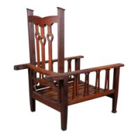 Liberty & Co. Attributed, Arts & Crafts Reclining Armchair with Carved Floral Details - Thumbnail 9