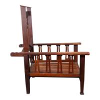 Liberty & Co. Attributed, Arts & Crafts Reclining Armchair with Carved Floral Details - Thumbnail 6