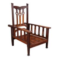 Liberty & Co. Attributed, Arts & Crafts Reclining Armchair with Carved Floral Details - Thumbnail 5