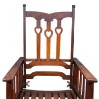 Liberty & Co. Attributed, Arts & Crafts Reclining Armchair with Carved Floral Details - Thumbnail 11