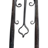 Thornton & Downer Attributed, Arts & Crafts Cotswold School Hand-Wrought Steel Fire Tongs with Scroll Finials - Thumbnail 12