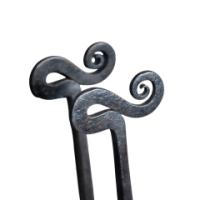 Thornton & Downer Attributed, Arts & Crafts Cotswold School Hand-Wrought Steel Fire Tongs with Scroll Finials - Thumbnail 14