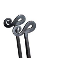 Thornton & Downer Attributed, Arts & Crafts Cotswold School Hand-Wrought Steel Fire Tongs with Scroll Finials - Thumbnail 16