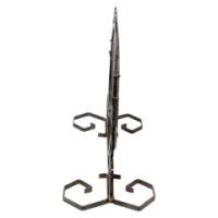 Arts & Crafts wrought iron dinner gong with brass central plate decorated with wheatsheaf design - Thumbnail 3