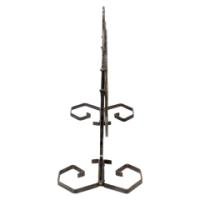 Arts & Crafts wrought iron dinner gong with brass central plate decorated with wheatsheaf design - Thumbnail 4
