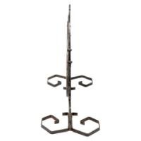 Arts & Crafts wrought iron dinner gong with brass central plate decorated with wheatsheaf design - Thumbnail 7
