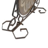 Arts & Crafts wrought iron dinner gong with brass central plate decorated with wheatsheaf design - Thumbnail 14
