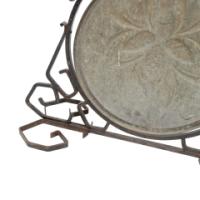 Arts & Crafts wrought iron dinner gong with brass central plate decorated with wheatsheaf design - Thumbnail 19