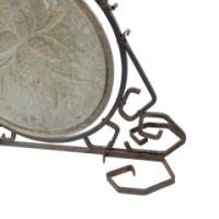 Arts & Crafts wrought iron dinner gong with brass central plate decorated with wheatsheaf design - Thumbnail 20
