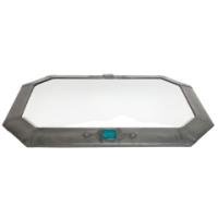 Liberty & Co., A Large Subtly Hammered Pewter Oblong Mirror with Ruskin Jewel - Thumbnail 2